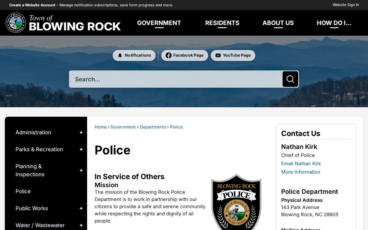 Blowing Rock Police Department official arrest records source page